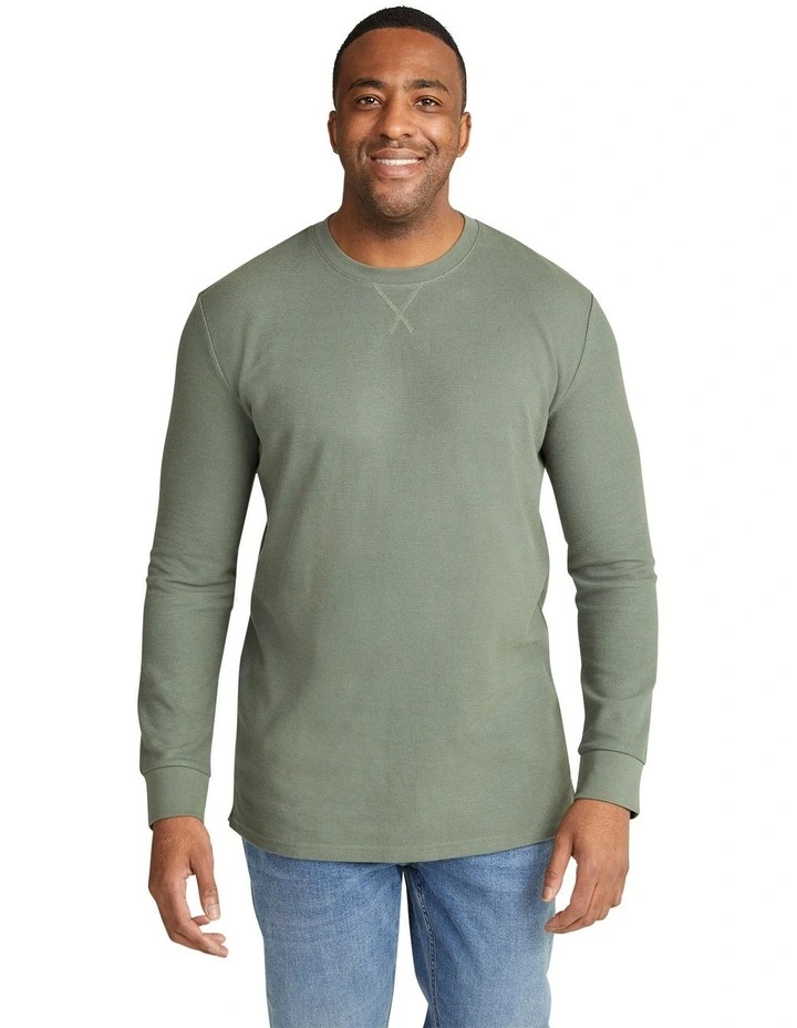 Regal Waffle Long Sleeve Top in Sage Green