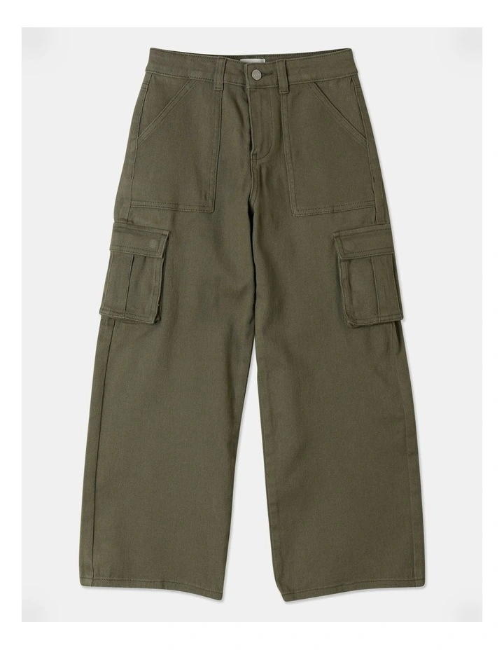 Mid Rise Cargo Jean in Khaki