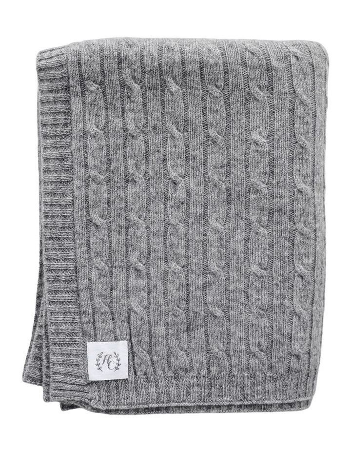 Cable Knit Baby Blanket in Grey