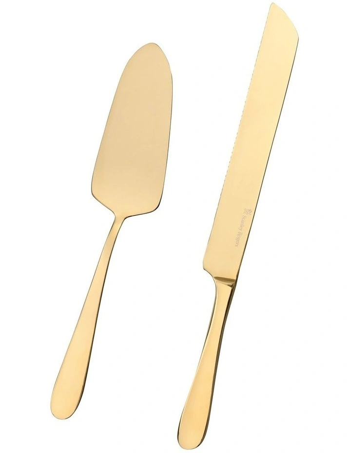 Albany Cake Knife & Server 2 Piece Set in Gold