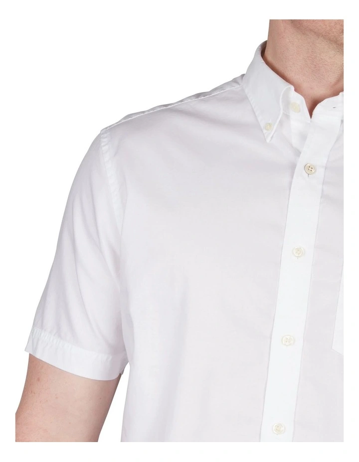 Regular Broadcloth Short Sleeve Shirt in White