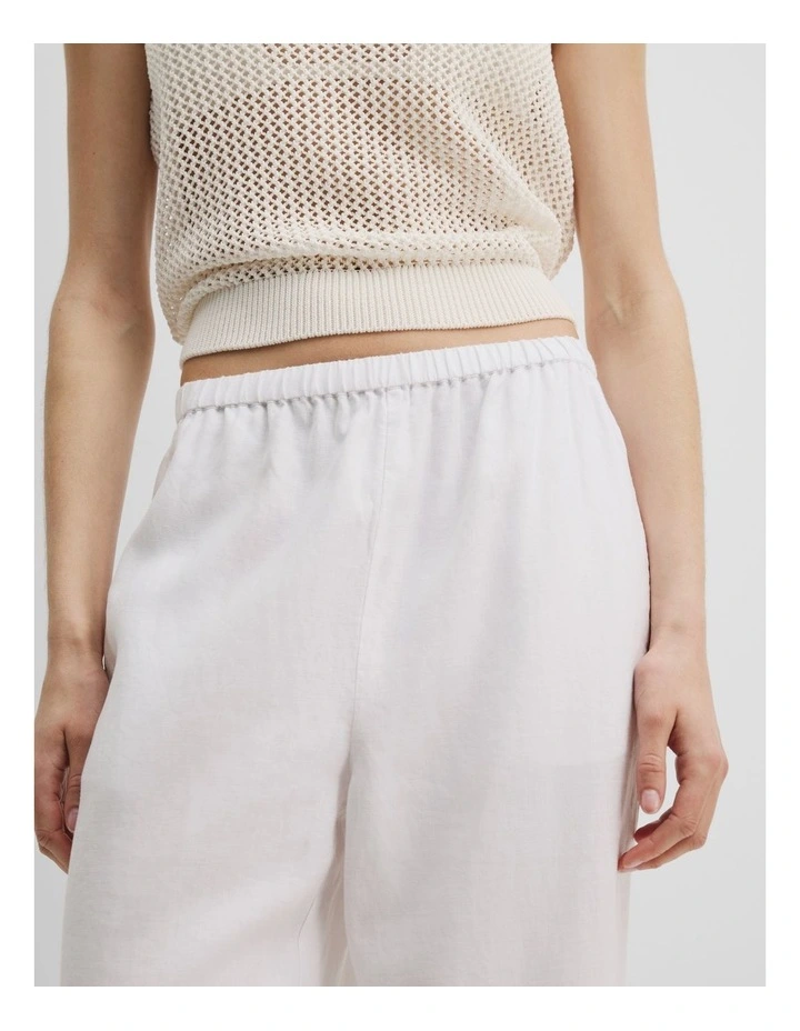 Organically Grown Linen Pull-on Pant in White