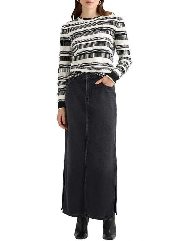 Tais Denim Pencil Skirt in Washed Black