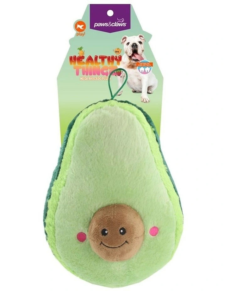 Paws & Claws Mega Avocado Plush Chew Toy 25cm in Green