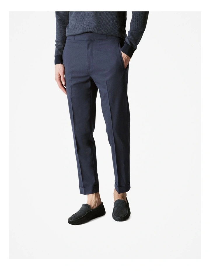 Stretch Wool Relaxed Pant in Navy