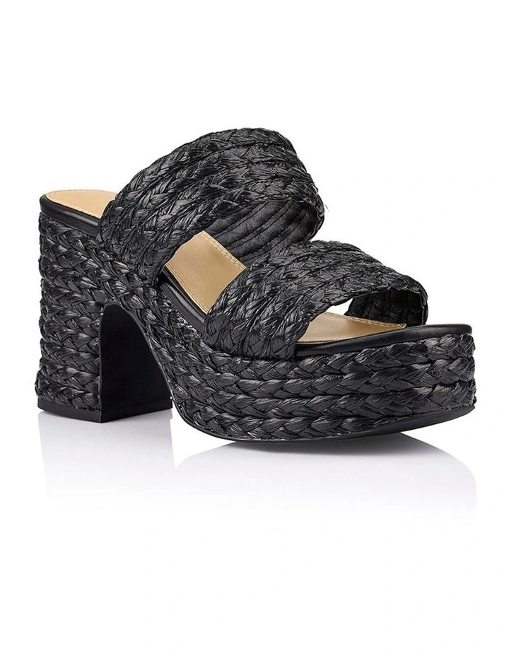Mingus Raffia Platform Mules in Black