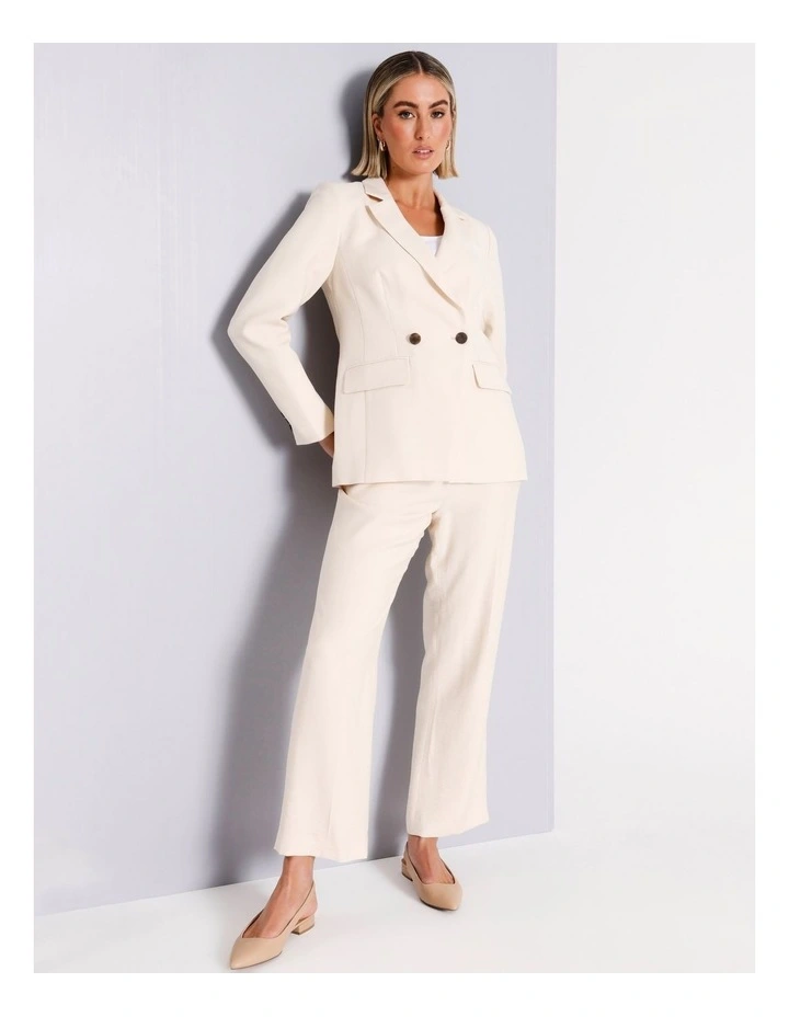 Double Breasted Cutaway Blazer in Stone