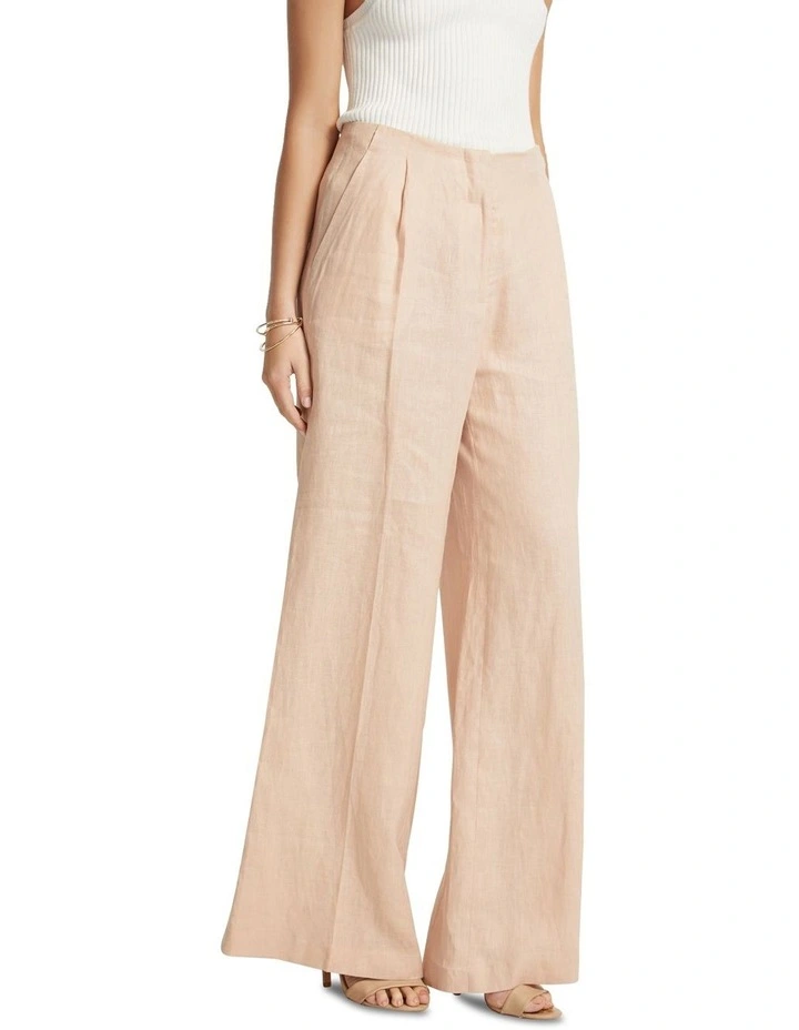 Sage Linen Wide Leg Pants in Pink