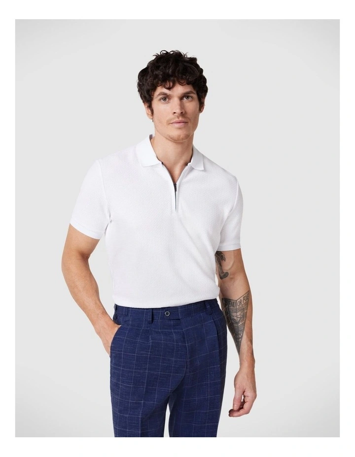 Jacquard Texture Polo in White