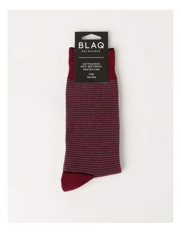 Fine Stripe Socks in Wine