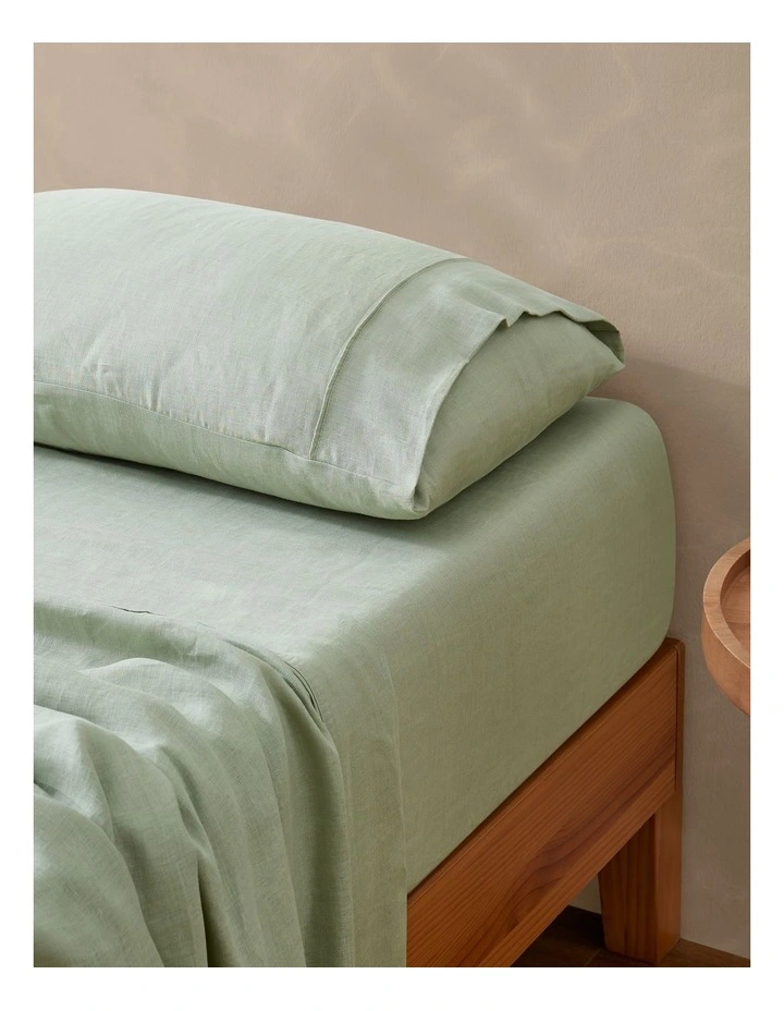 Vintage Washed Hemp Linen Sheet Set in Sage