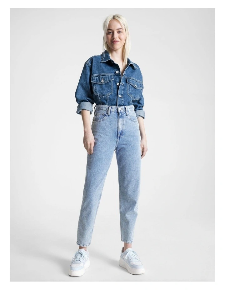 Mom Ultra High Rise Tapered Jeans in Blue