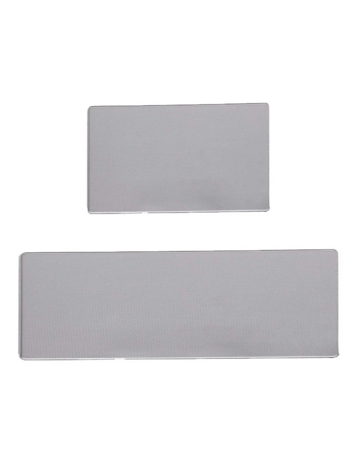 Non-Slip Waterproof Kitchen Floor Rug Mat 2 Pieces Set in Grey