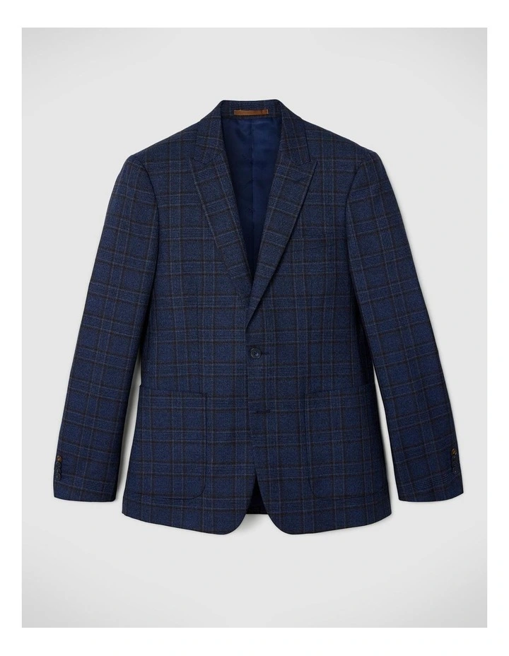Slim Stretch Modern Heritage Check Tailored Jacket in Blue Check