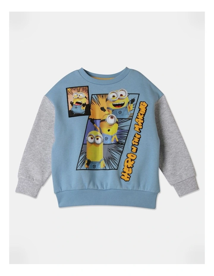 Despicable Me Colour Block Sweat Top in Bluestone