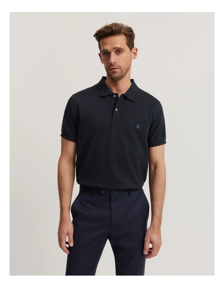 Verified Australian Cotton Pique Polo in Navy