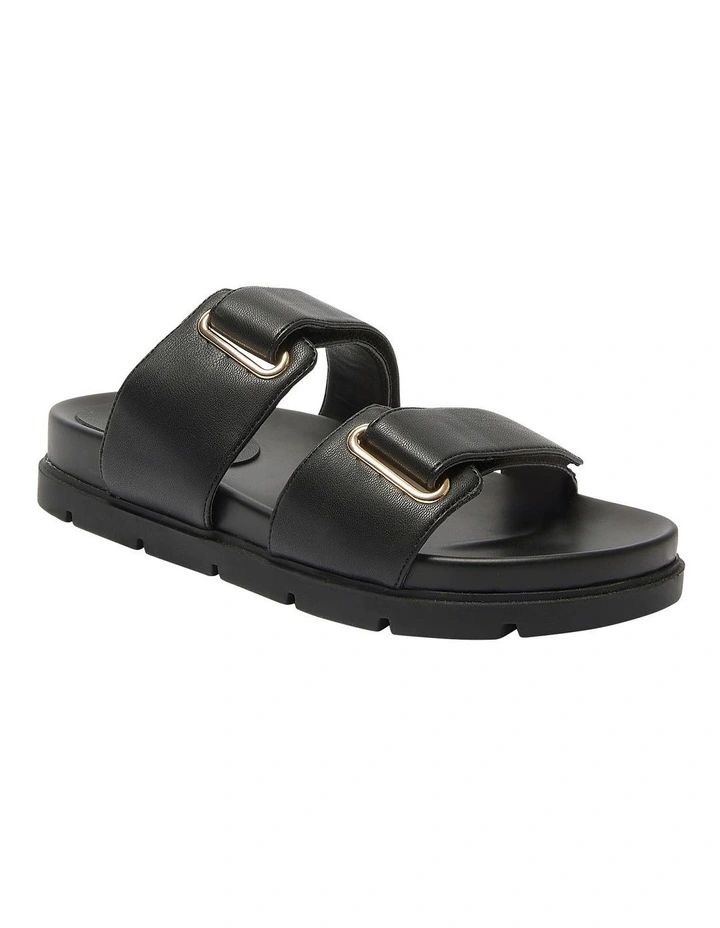 Calvin Sandals in Black Smooth
