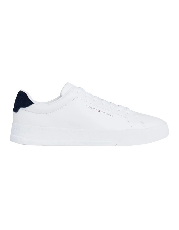 Leather Chunky Court Trainers Shoe in White/Desert Sky
