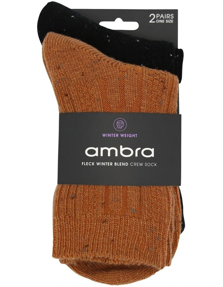 Fleck Winter Blend Crew Sock 2 Pack in Ginger/Black