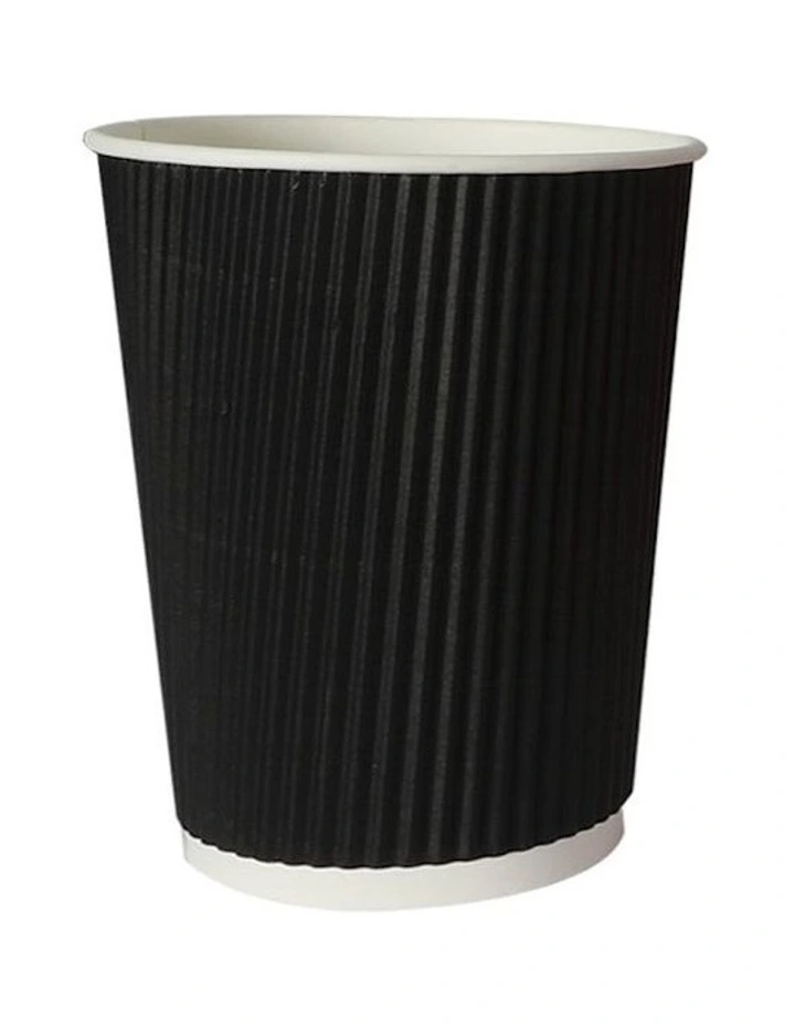 Disposable Takeaway Coffee Cups with Lids 8oz x500 in Black