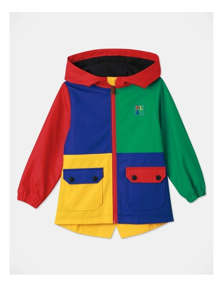 Raincoat with Jersey Lining and Hood (3-8 Year) in Rainbow