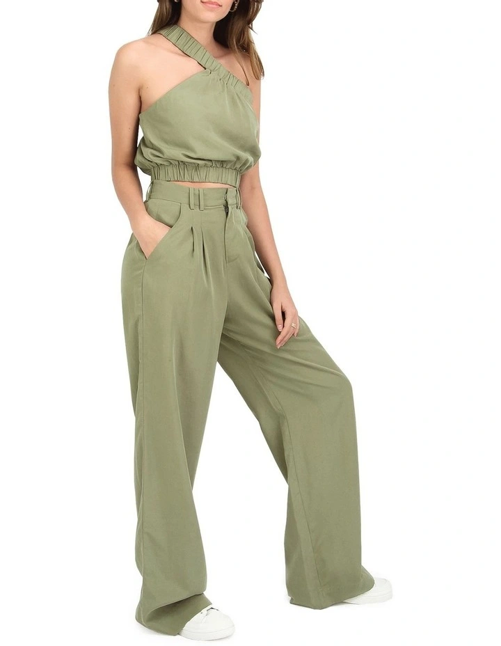 State Of Play Wide Leg Pant in Army Green