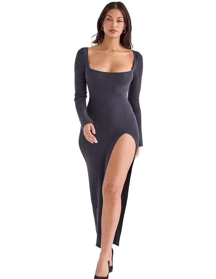 Tolani Cashmere Knit Maxi Dress in Charcoal