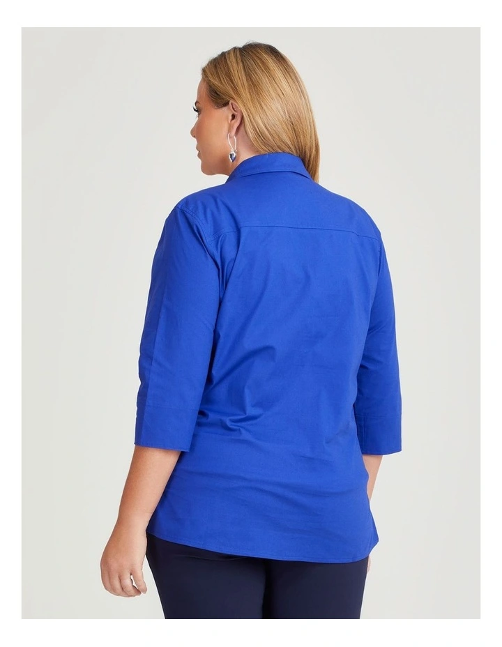 Stretch Cotton Poplin Shirt in Royal Blue