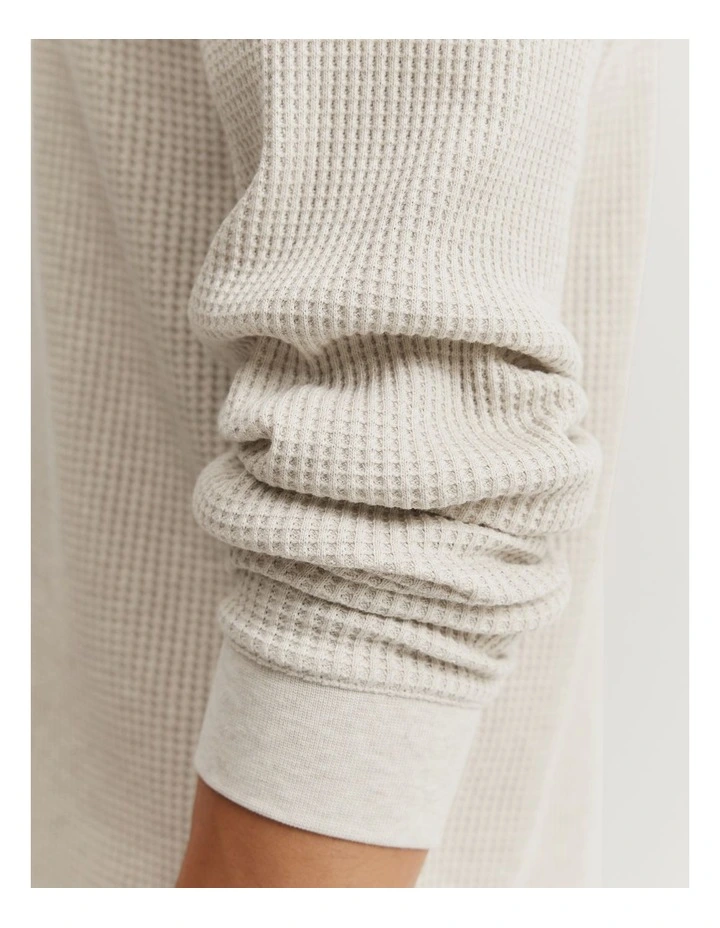 Australian Cotton Waffle Crew T-shirt in Oat Marle