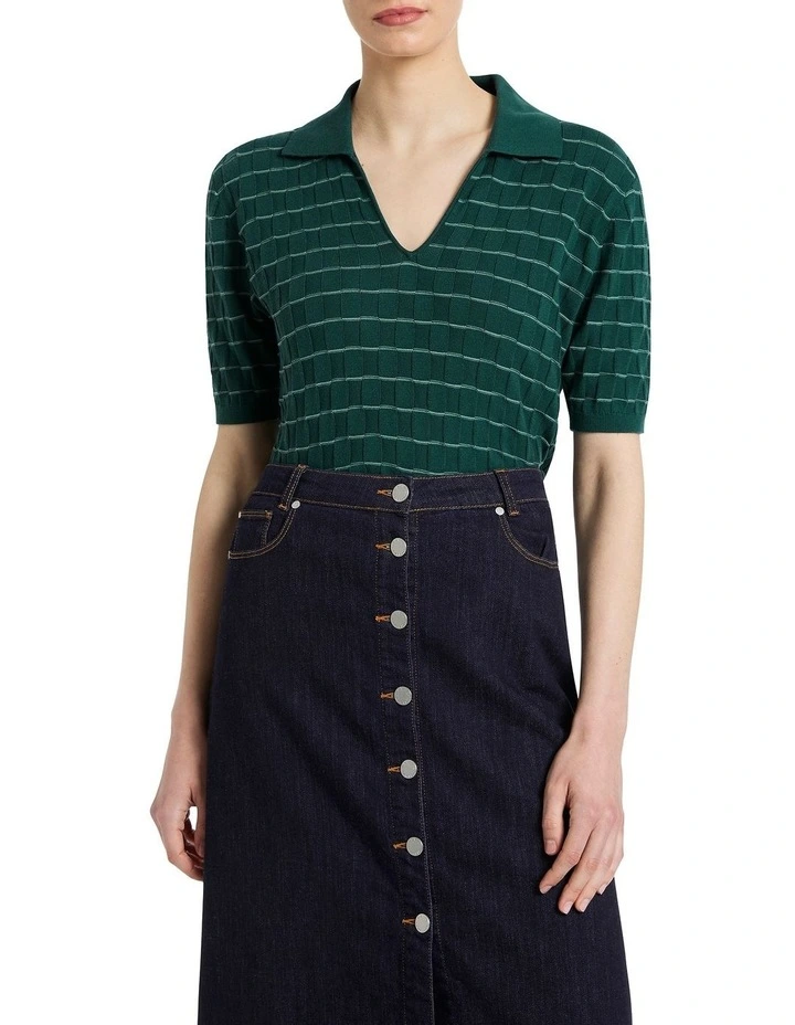 Mieah Cotton Polo in Teal Green/Jade