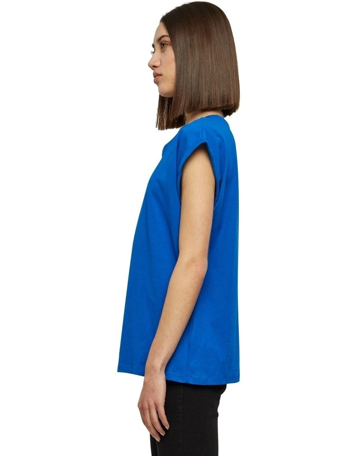 Extended Shoulder Tee in Bright Blue