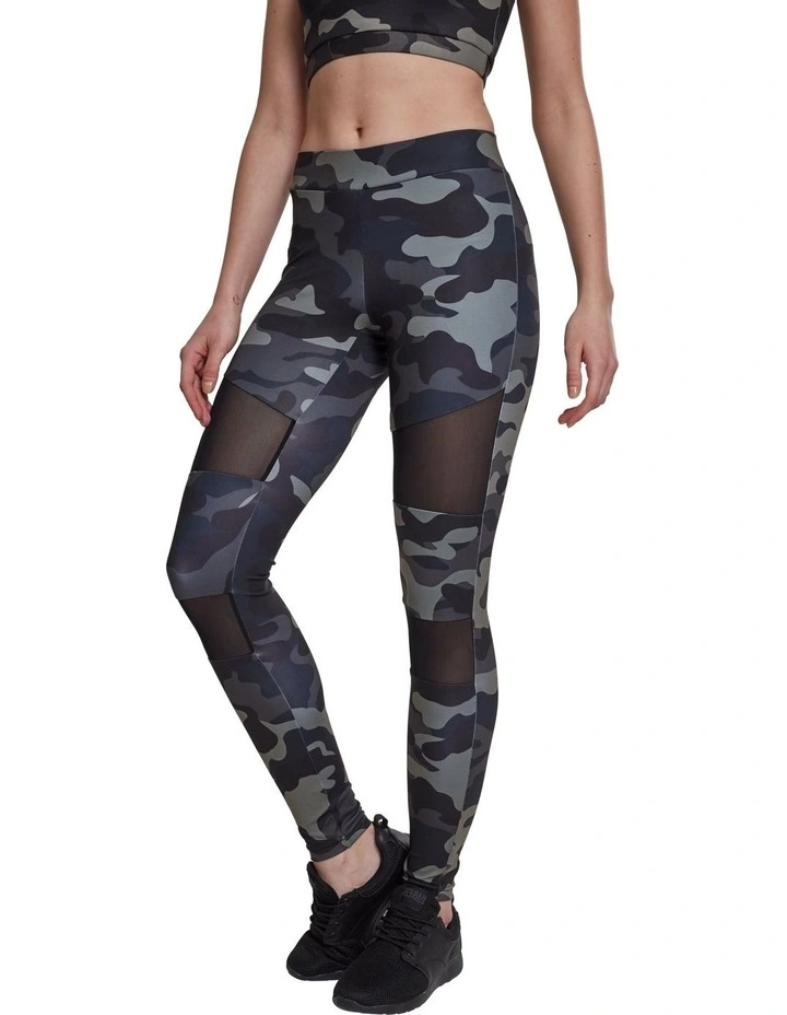 Camo Tech Mesh Active Leggings in Dark Camo/Black