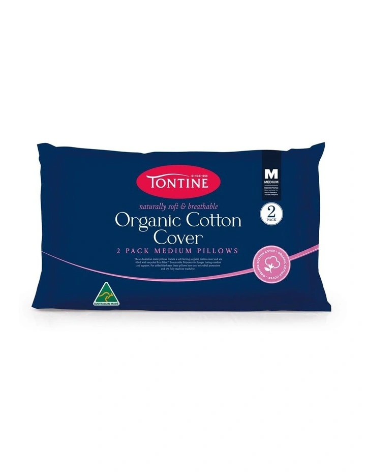 Organic Cotton Covered Pillow 2 Pack