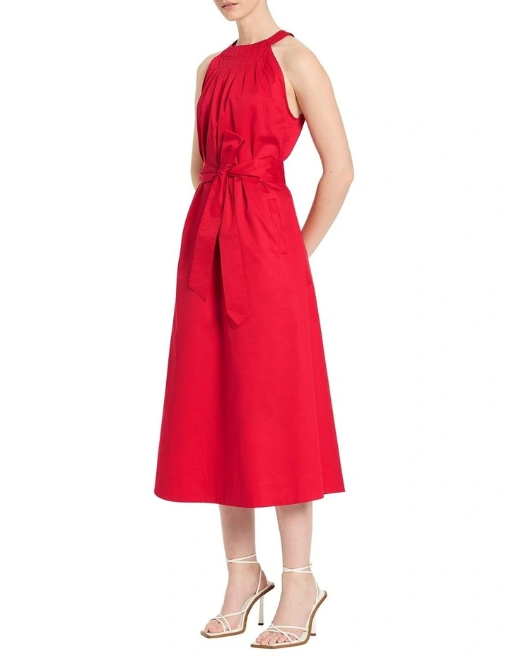 Candice Halter Neck Dress in Carmine