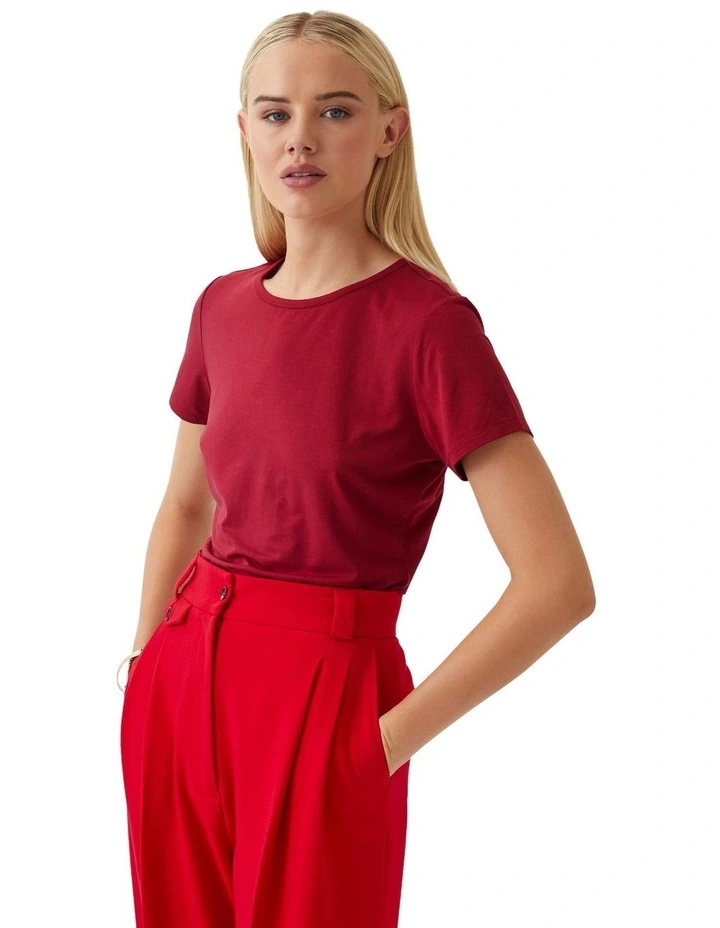 Imogen Crew Neck Jersey T-shirt in Red