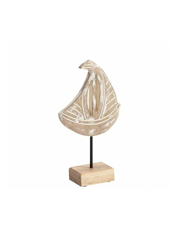 Tabletop Sailboat Wooden Ornament Large in Natural
