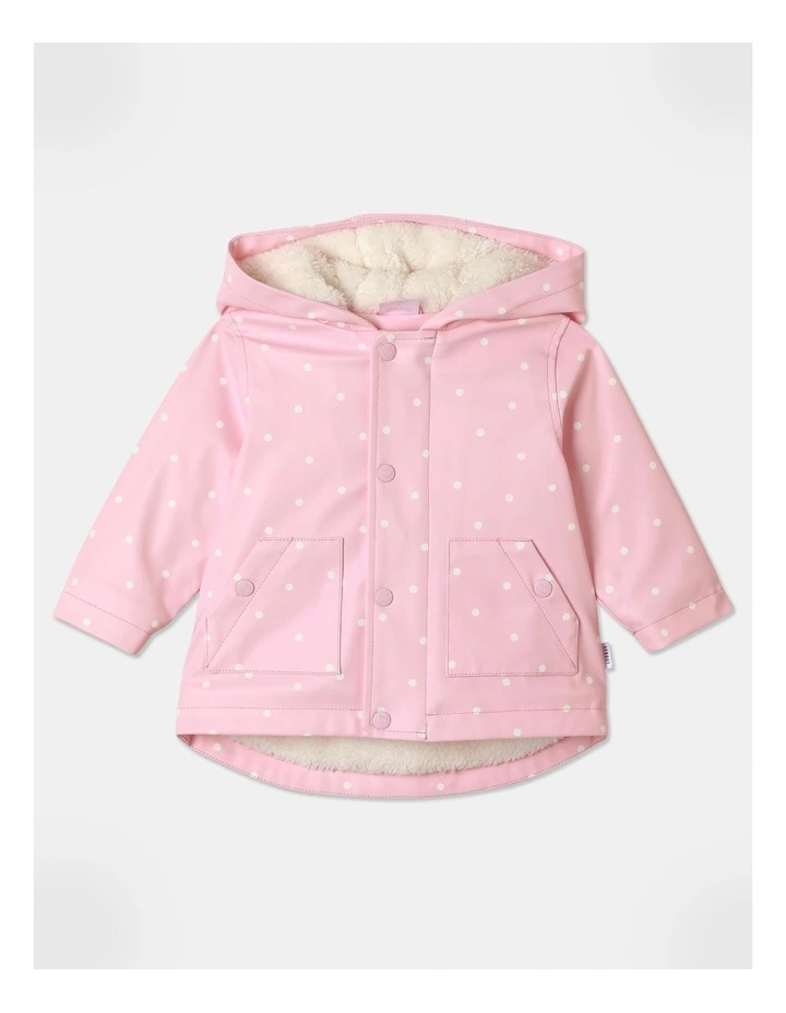 Sherpa Lined Rain Coat in Light Pink