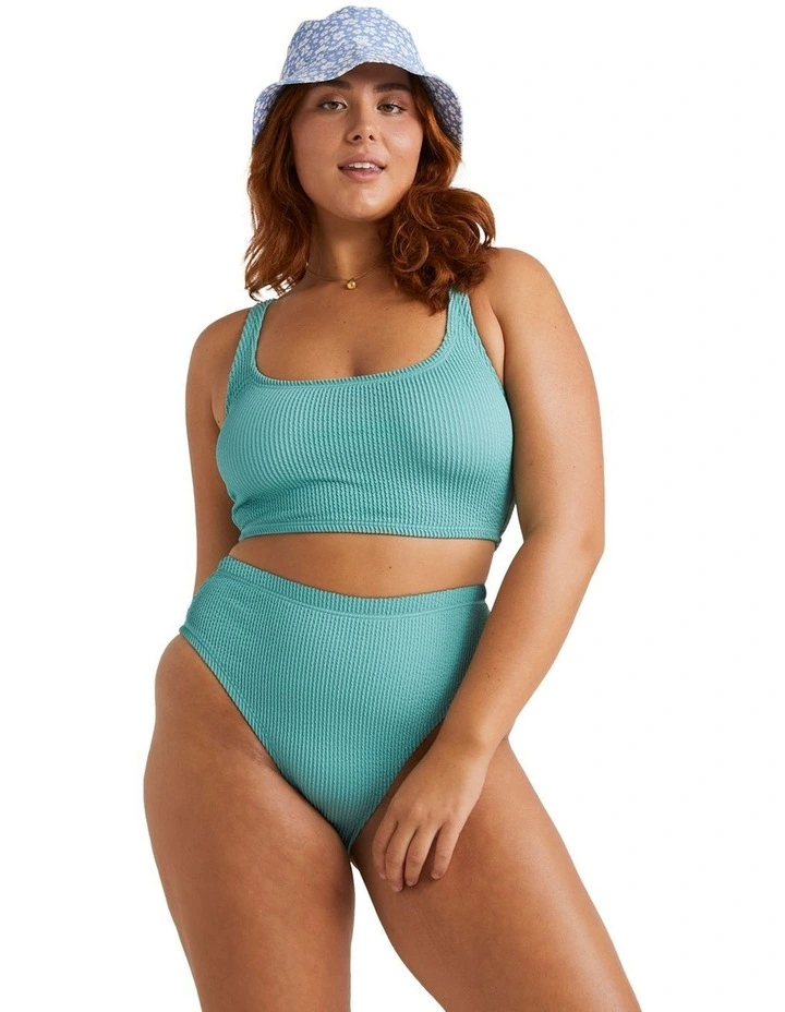Summer High Crop Tank Bikini Top in Seaweed