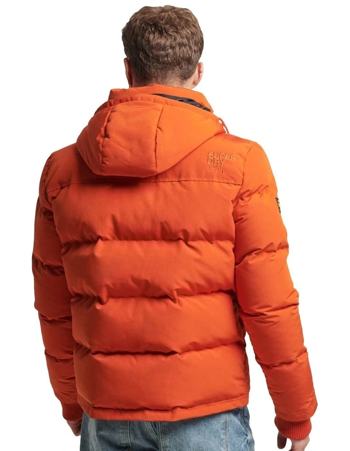 Everest Short Hooded Puffer in Pureed Pumpkin Orange