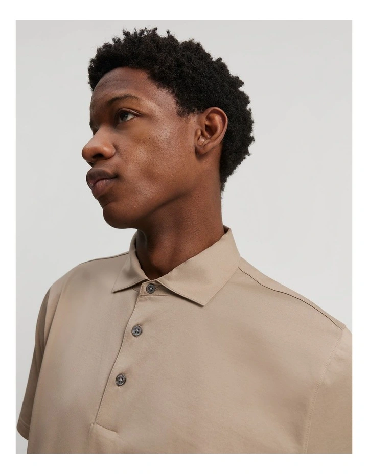 Mercerised Polo in Stone