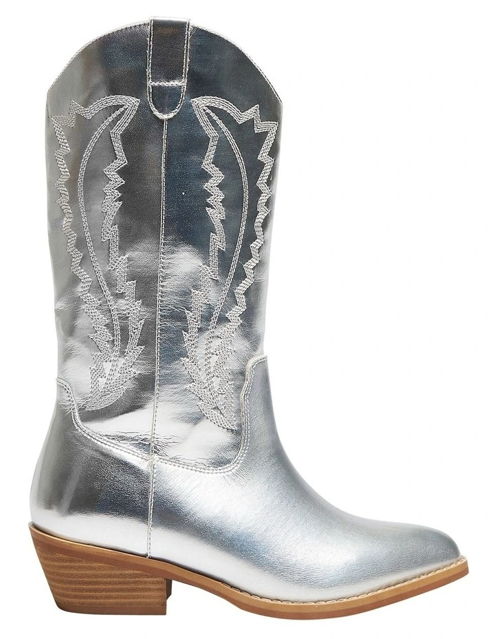 Cowboy Western Boots in Silver Metallic