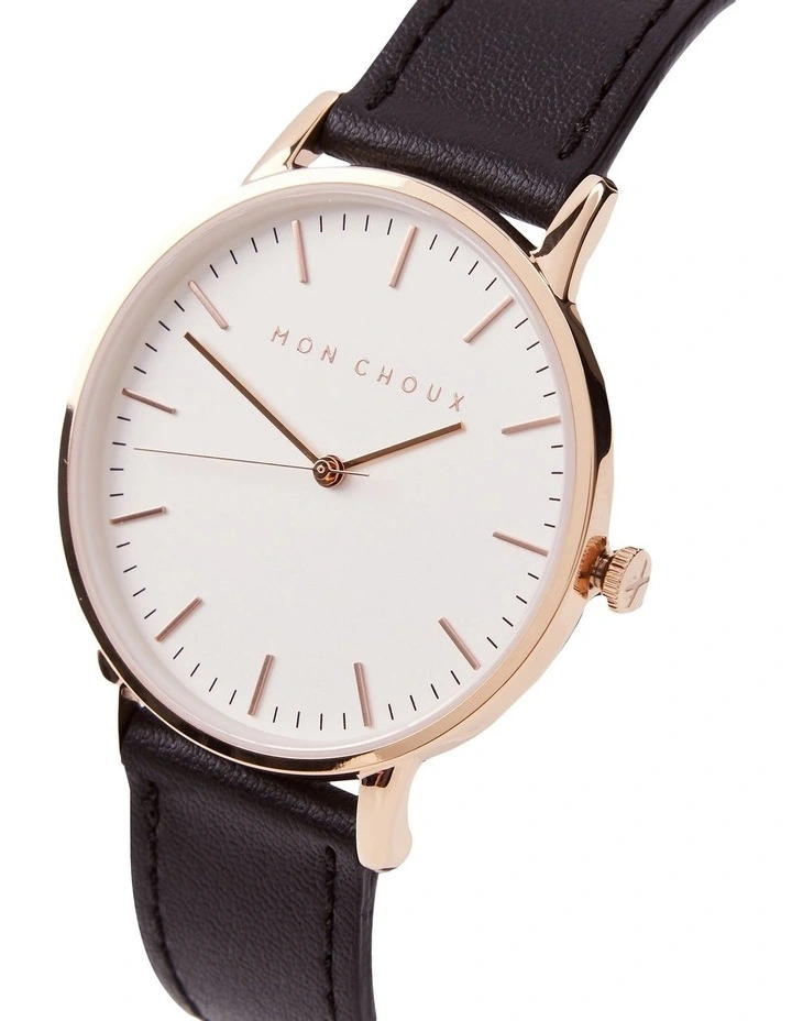 Classic Noir Grape Vegan Leather Watch 38mm in Rose Gold
