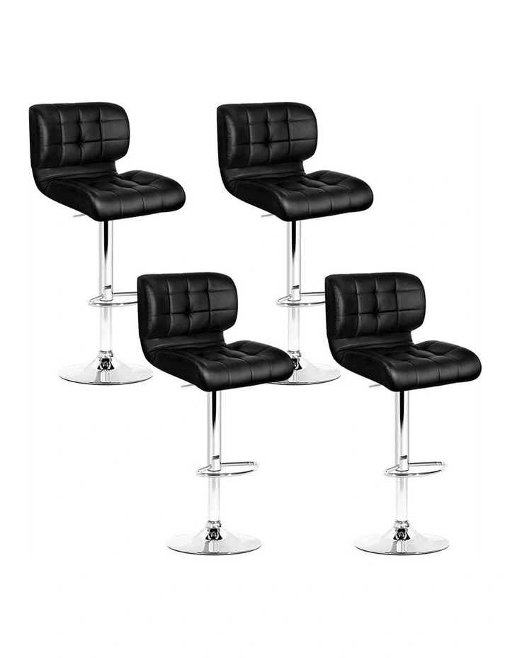 Kitchen Stool Leather Bar Stools x4 in Black