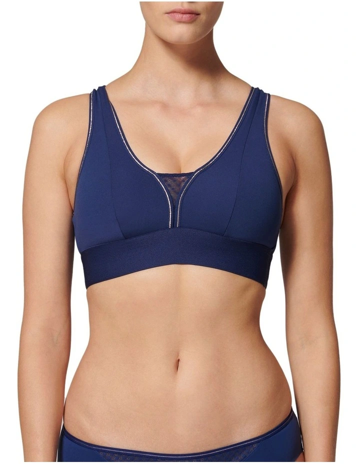 Harmony Wire Free Sports Crop Bra in Blue