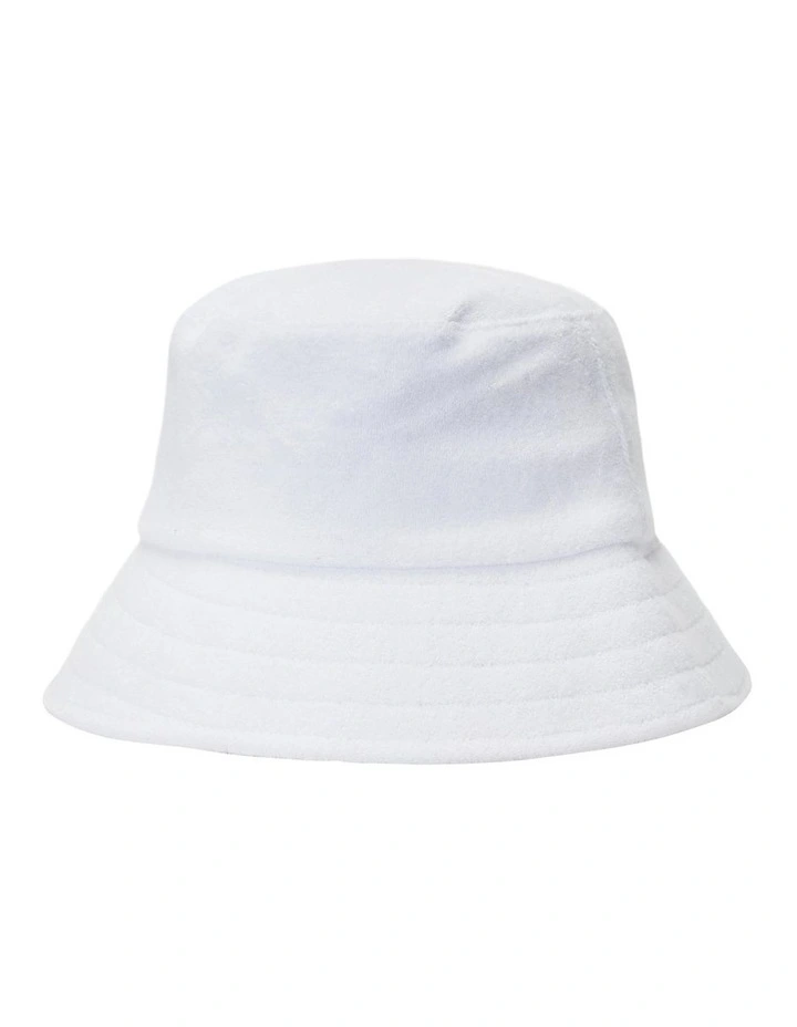 Logo Cotton Terry Bucket Hat in White