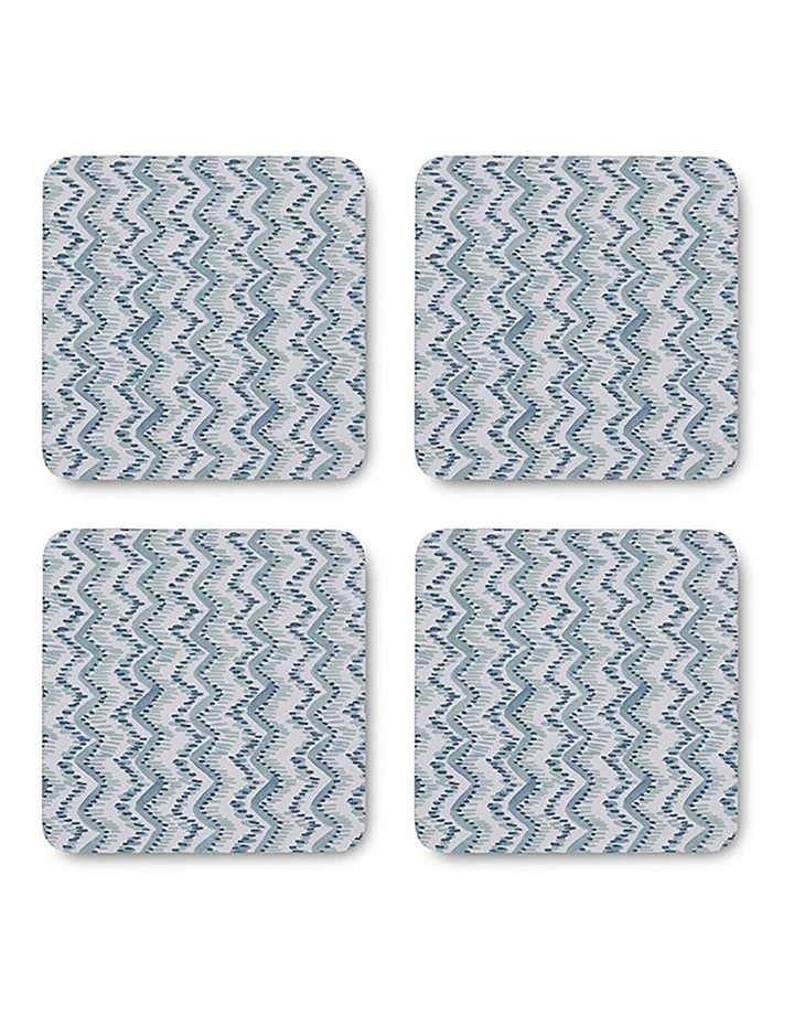 Carlo Chevron Square Coaster Set of 4 in Blue