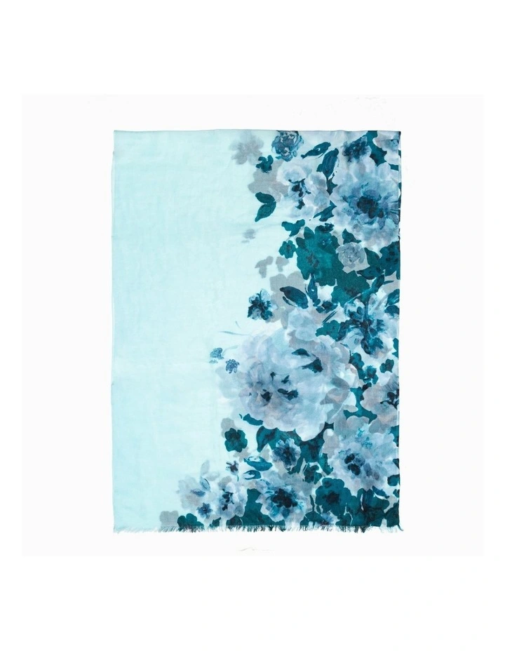 Australian Wool Print Scarf in Sky Blue