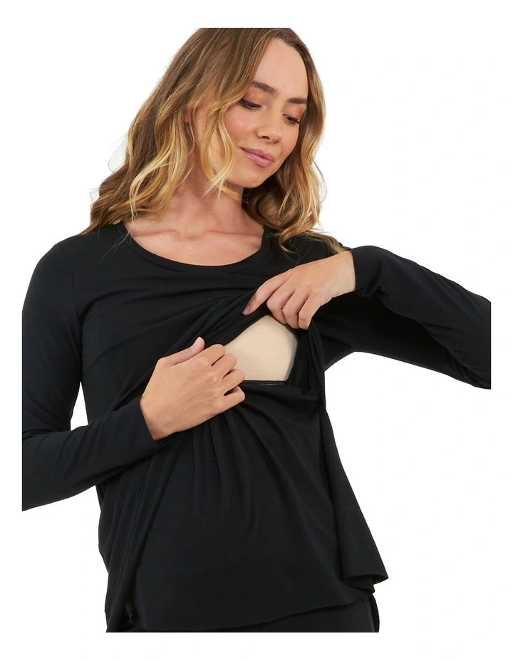Raw Edge Nursing Top in Black
