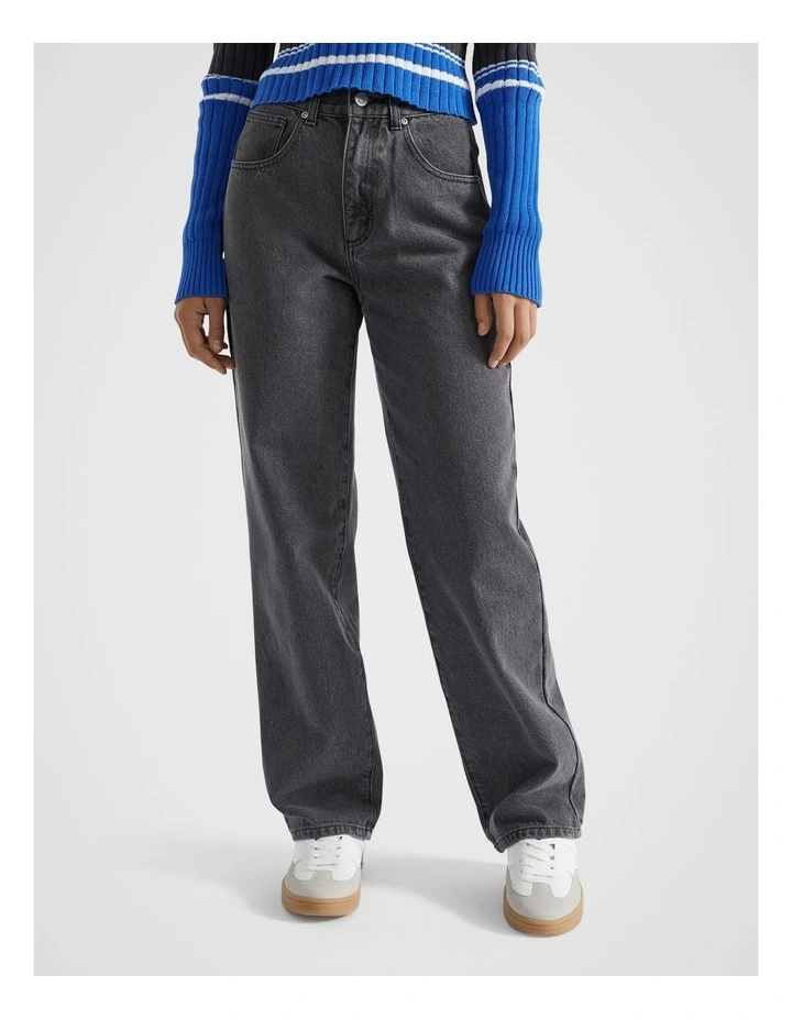 Wide Leg Jean in Washed Black