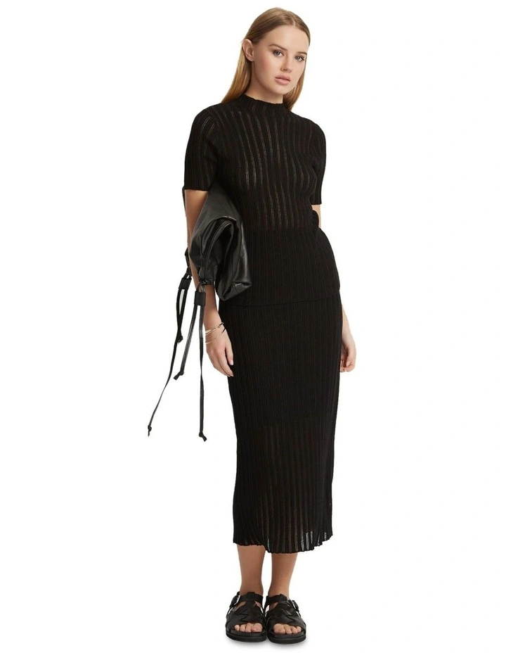 Jess Sheer Knit Top in Black